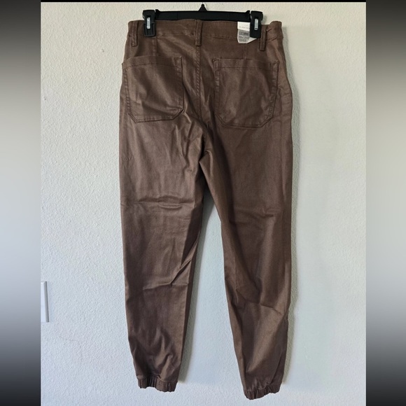 $68 New Black Tape Leather Ankle Pants Brown Women High Rise Size 30 Pockets - Picture 3 of 12